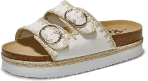 PepStep Slide Sandals for Women with Soft Cork Footbed and Strap, Ladies Fashion Platform Slide Sandals Comfortable Slip On Style