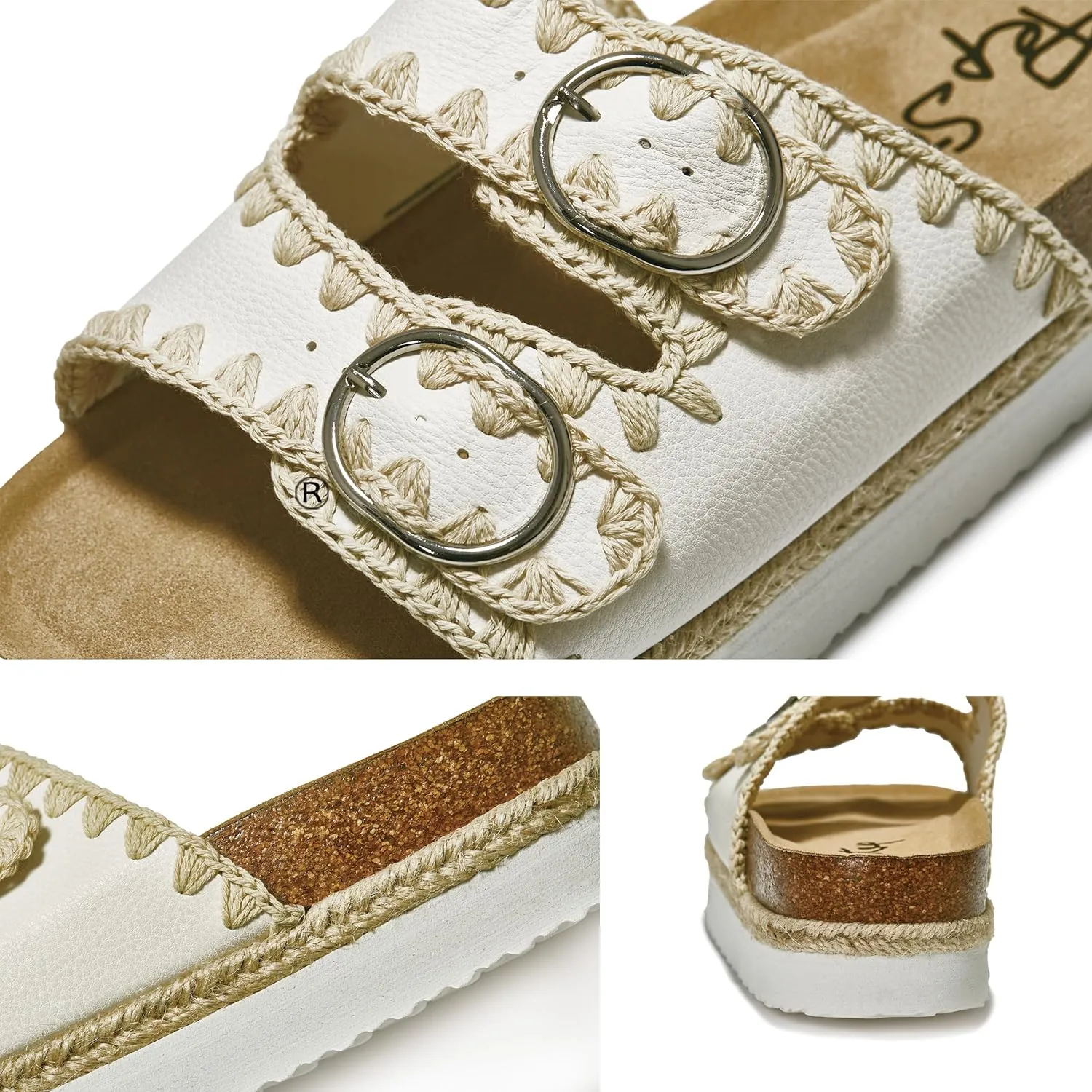 PepStep Slide Sandals for Women with Soft Cork Footbed and Strap, Ladies Fashion Platform Slide Sandals Comfortable Slip On Style