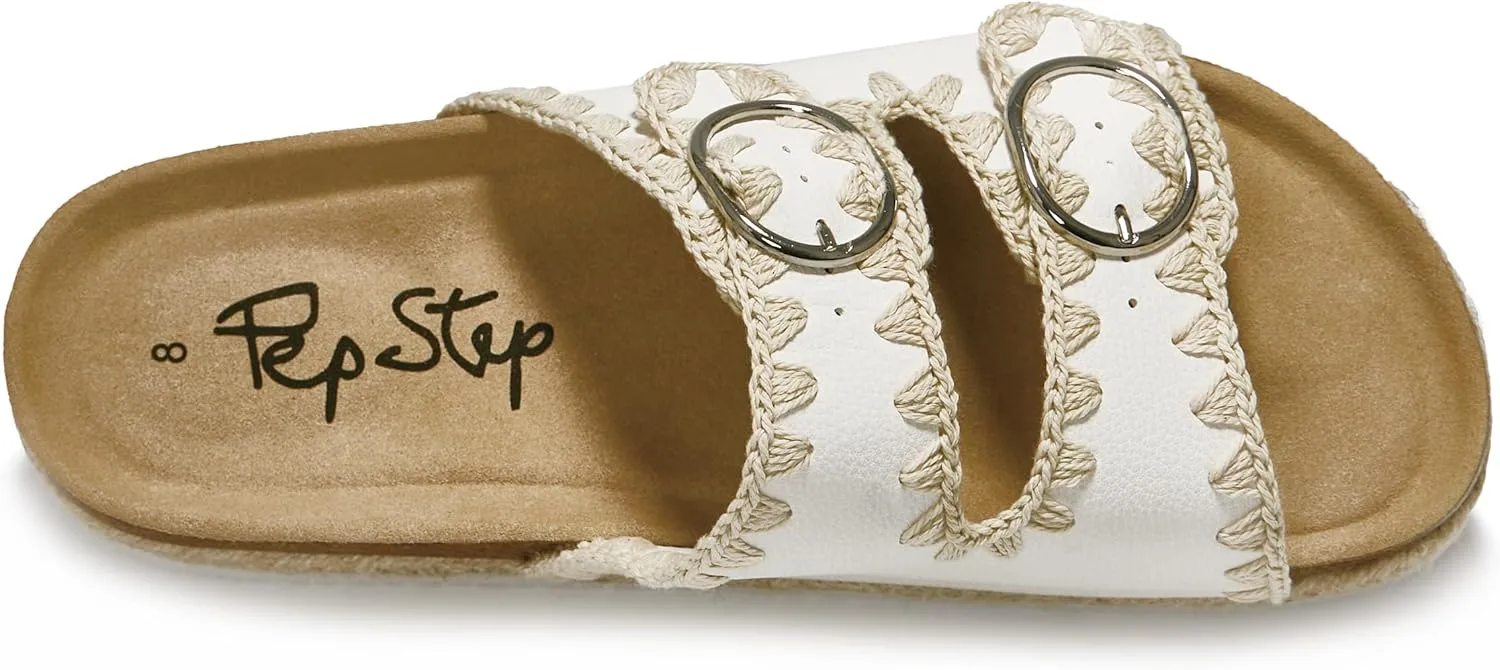 PepStep Slide Sandals for Women with Soft Cork Footbed and Strap, Ladies Fashion Platform Slide Sandals Comfortable Slip On Style
