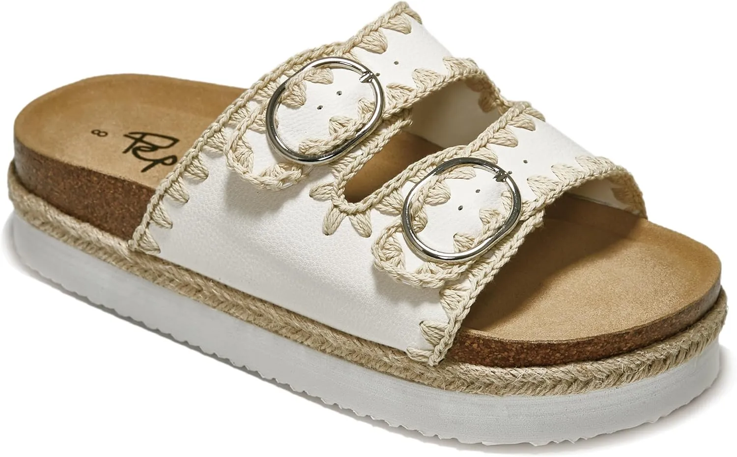 PepStep Slide Sandals for Women with Soft Cork Footbed and Strap, Ladies Fashion Platform Slide Sandals Comfortable Slip On Style