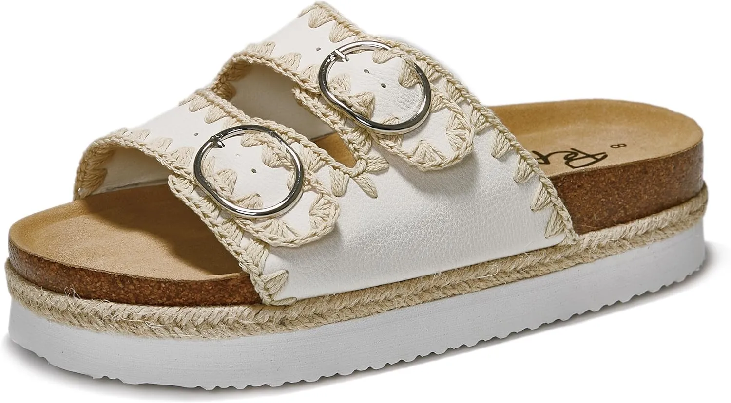 PepStep Slide Sandals for Women with Soft Cork Footbed and Strap, Ladies Fashion Platform Slide Sandals Comfortable Slip On Style