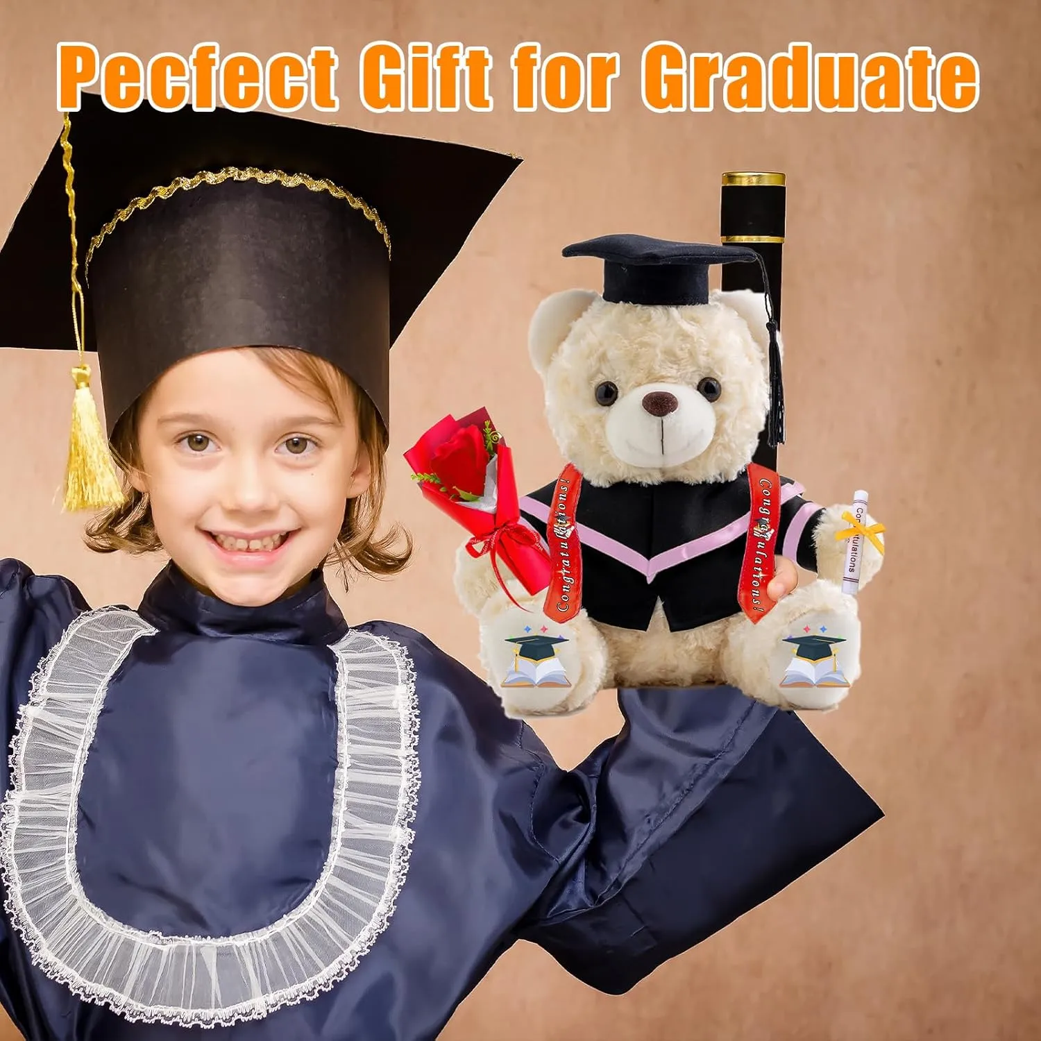 Personalized Graduation Bear Class of 2025 Teddy Bear with Text Photo, Personalized Teddy Bear as Graduation Gifts for Him Her 2025 High School College Graduation Gifts 2025 (10 inch)