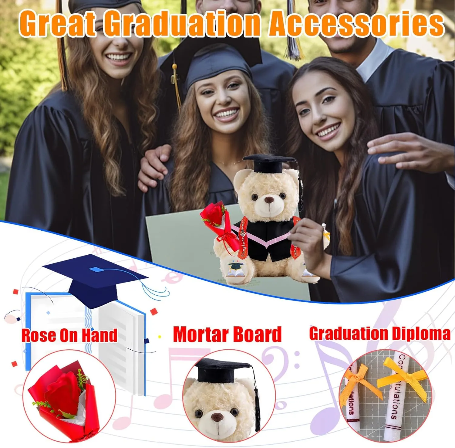 Personalized Graduation Bear Class of 2025 Teddy Bear with Text Photo, Personalized Teddy Bear as Graduation Gifts for Him Her 2025 High School College Graduation Gifts 2025 (10 inch)