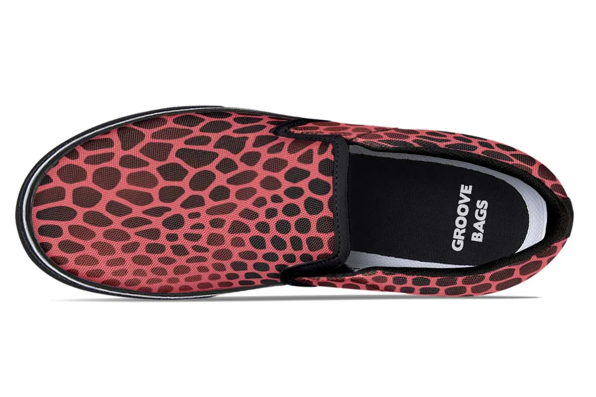 Pink Reptile Design Slip-On Shoes