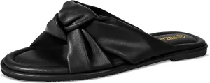 PIZZ ANNU Women's Camila Knotted Slide Sandals with Memory Foam, Comfortable Leather Slip-On Dressy Flat Sandals for Summer & Beach