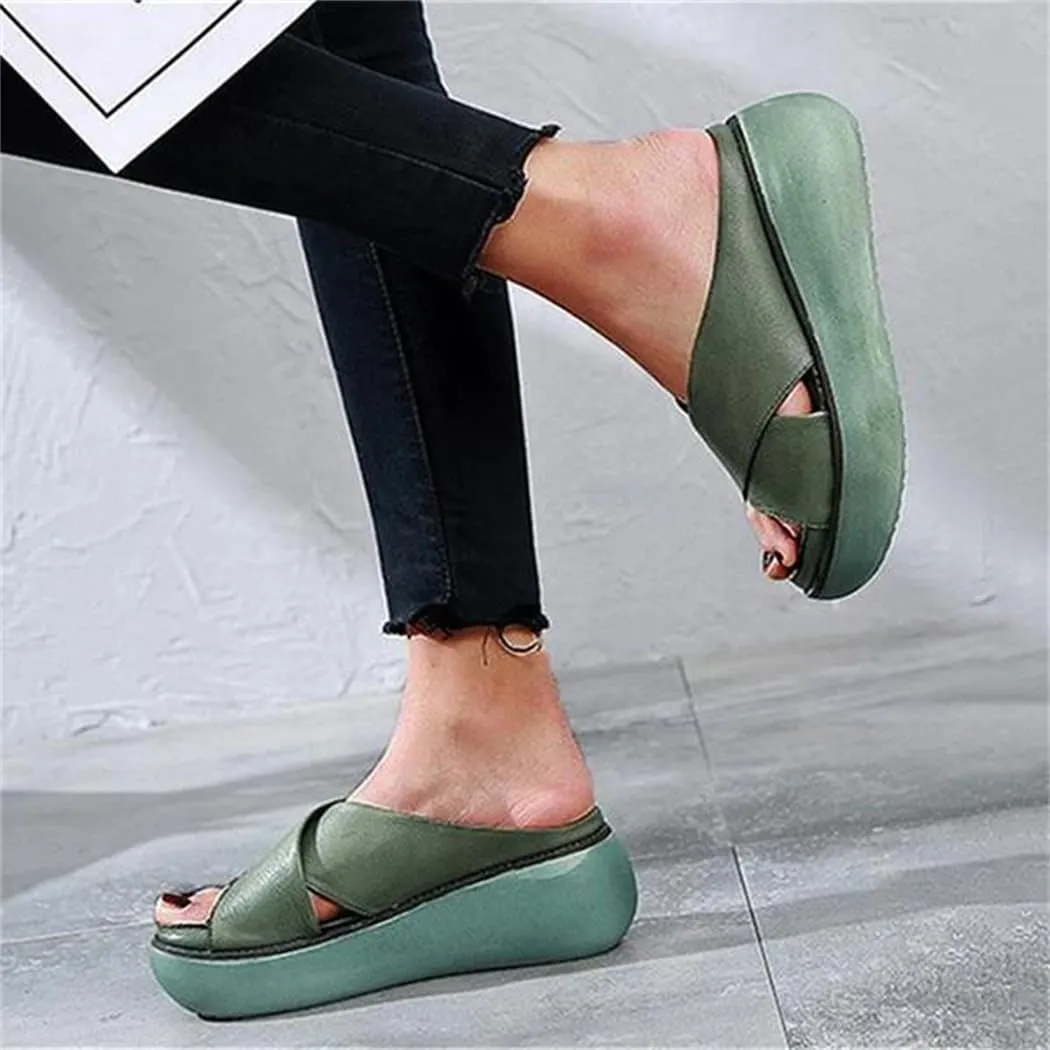 Platform Criss Cross Slides Slip on Slide Sandals
