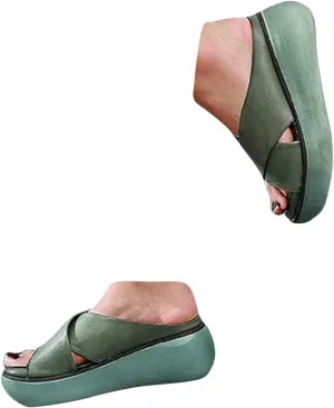 Platform Criss Cross Slides Slip on Slide Sandals