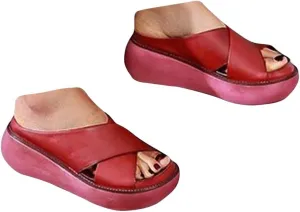 Platform Criss Cross Slides Slip on Slide Sandals