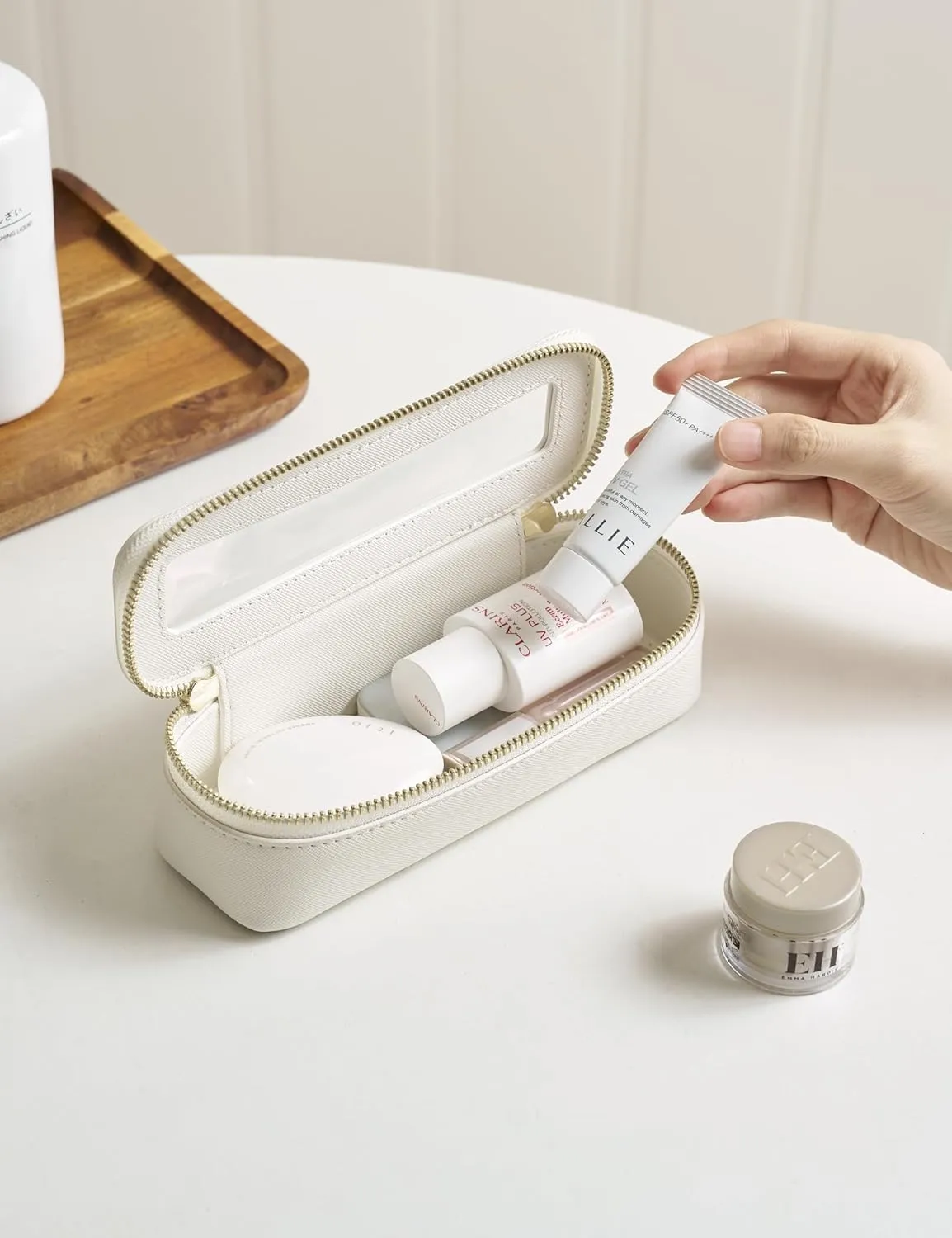 Popvibe Clear Makeup Bag Travel Cosmetic Case Transparent Toiletry Bag with Zipper, Portable Make Up Organizer Traveling Compact Car Bag for Essentials