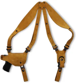 Premium Suede Leather Shoulder Holster with Single Magazine Carrier Fits Sigg P.238 Thicker Slide Version, Natural Color #1097#