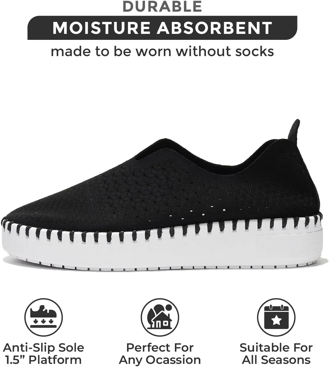Project Cloud Platform Sneakers for Women - Leather Insole Loafers for Women with Memory Foam - Casual Slip On Womens Loafers with Flexible Outsole (Aster)