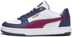 PUMA Caven Sneaker, White-Dark Jasper Navy-Gold, 4 US Unisex Big Kid