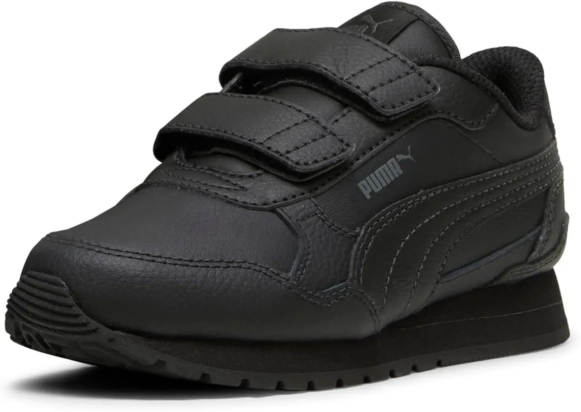 PUMA ST Runner Hook and Loop Sneaker, Black-Shadow Gray, 13 US Unisex Little Kid