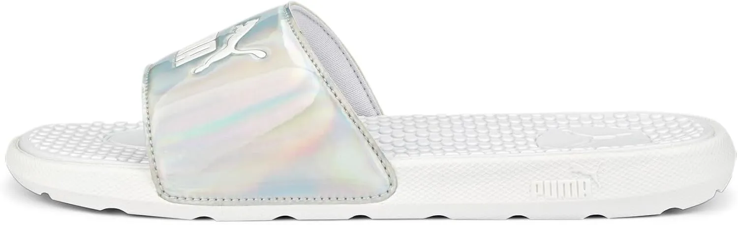 PUMA womens Cool Cat Slide Sandal, Distressed Silver-white, 6 US