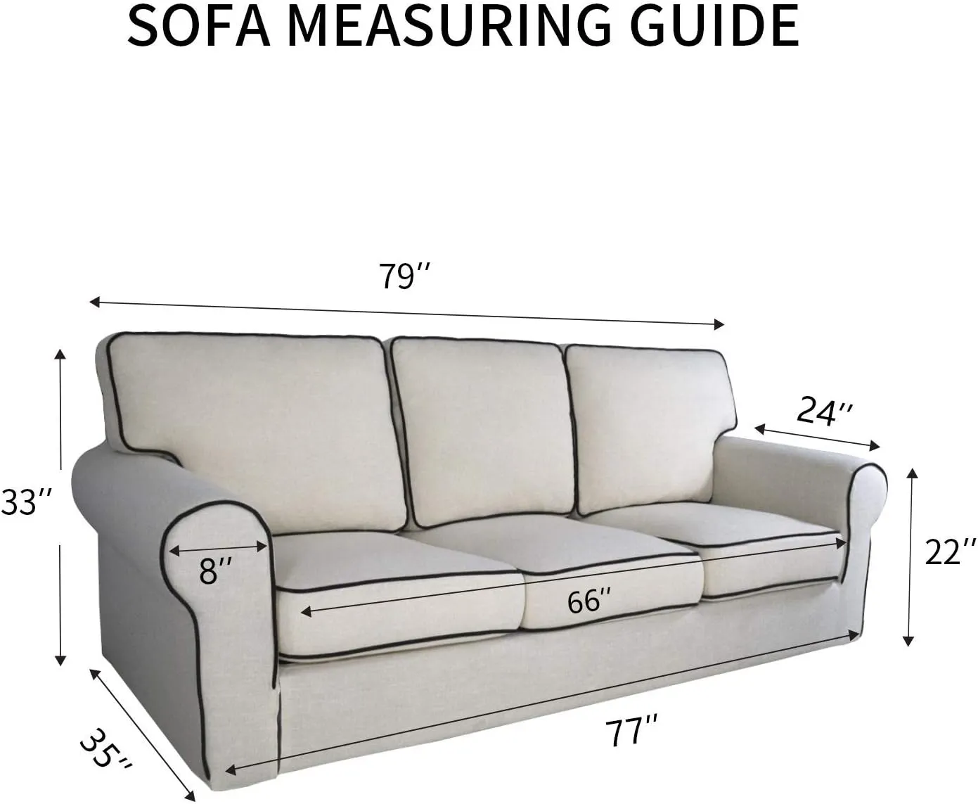 PureFit Stretch Sofa Slipcover – Spandex Jacquard Non Slip Soft Couch Sofa Cover, Washable Furniture Protector with Non Skid Foam and Elastic Bottom for Kids (Sofa, Black)