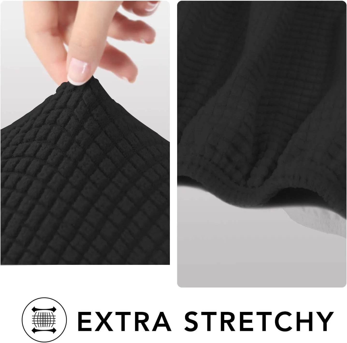PureFit Stretch Sofa Slipcover – Spandex Jacquard Non Slip Soft Couch Sofa Cover, Washable Furniture Protector with Non Skid Foam and Elastic Bottom for Kids (Sofa, Black)