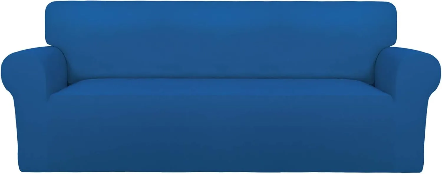 PureFit Super Stretch Sofa Slipcover – Spandex Non Slip Soft Couch Sofa Cover, Washable Furniture Protector with Non Skid Foam and Elastic Bottom for Kids, Pets （Sofa, Classic Blue）