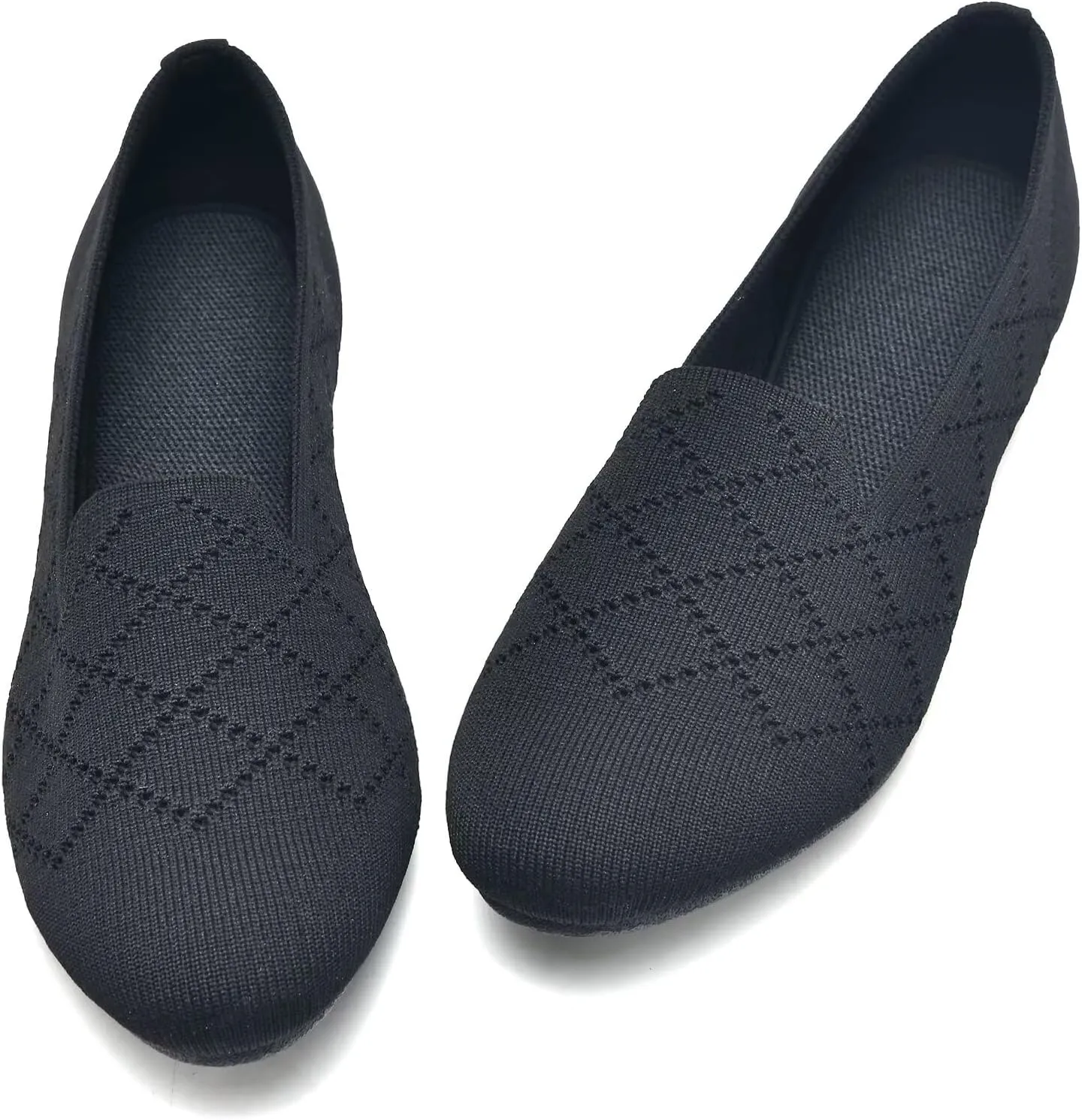 Puxowe Ballet Flats for Women - Stretch Knit Slip-On Low Wedge Shoes, Soft Round Toe Design for Office, Travel & Daily Walking