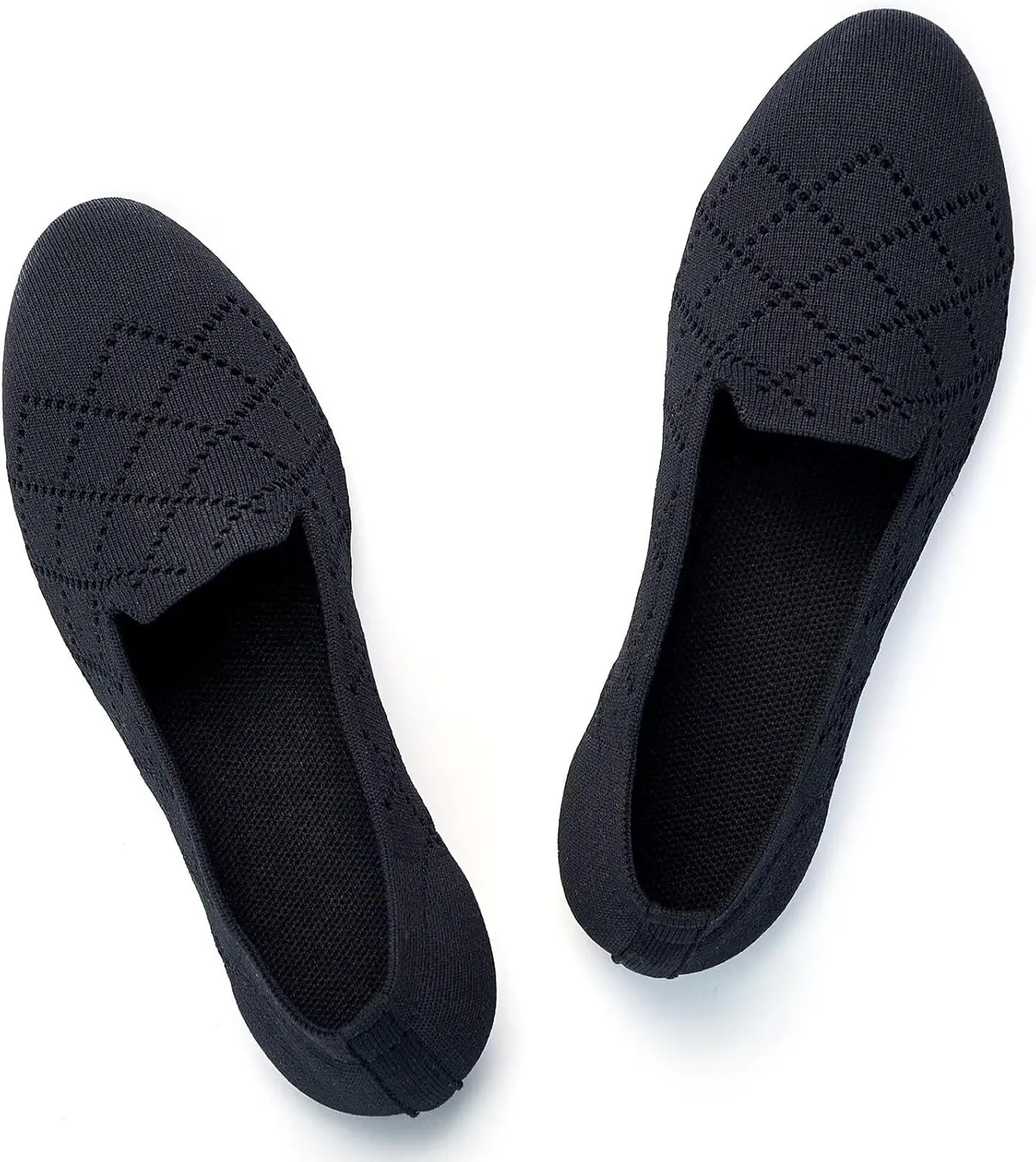 Puxowe Ballet Flats for Women - Stretch Knit Slip-On Low Wedge Shoes, Soft Round Toe Design for Office, Travel & Daily Walking