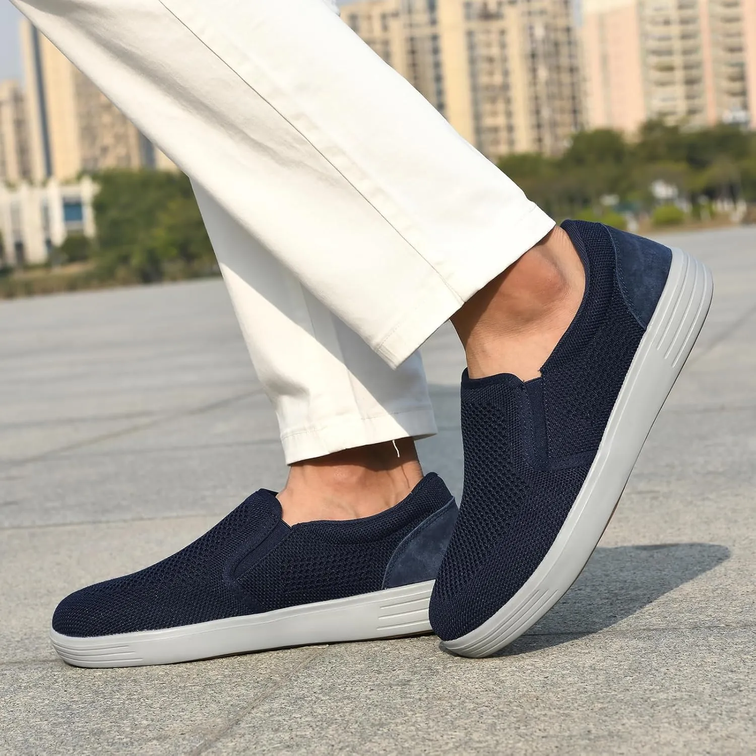 Puxowe Men's Casual Slip On Walking Shoes Mesh Comfortable Loafer