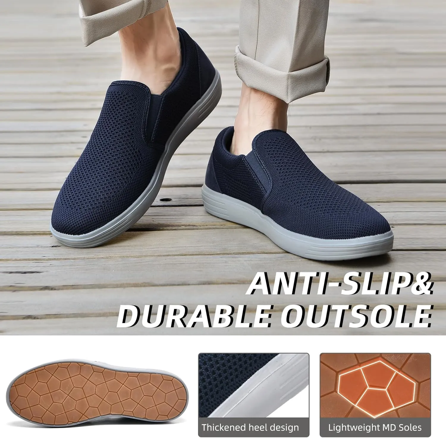 Puxowe Men's Casual Slip On Walking Shoes Mesh Comfortable Loafer