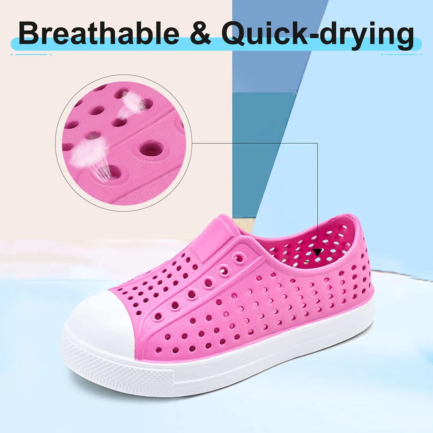 QLZ Toddler Kids Water Shoes for Boys Girls Garden Sandals Rubber Shoes Beach Sneakers, Slip-on Anti-Slip Lightweight Breathable Quick Dry Soft Flexible（Toddler/Little Kid/Big Kid）