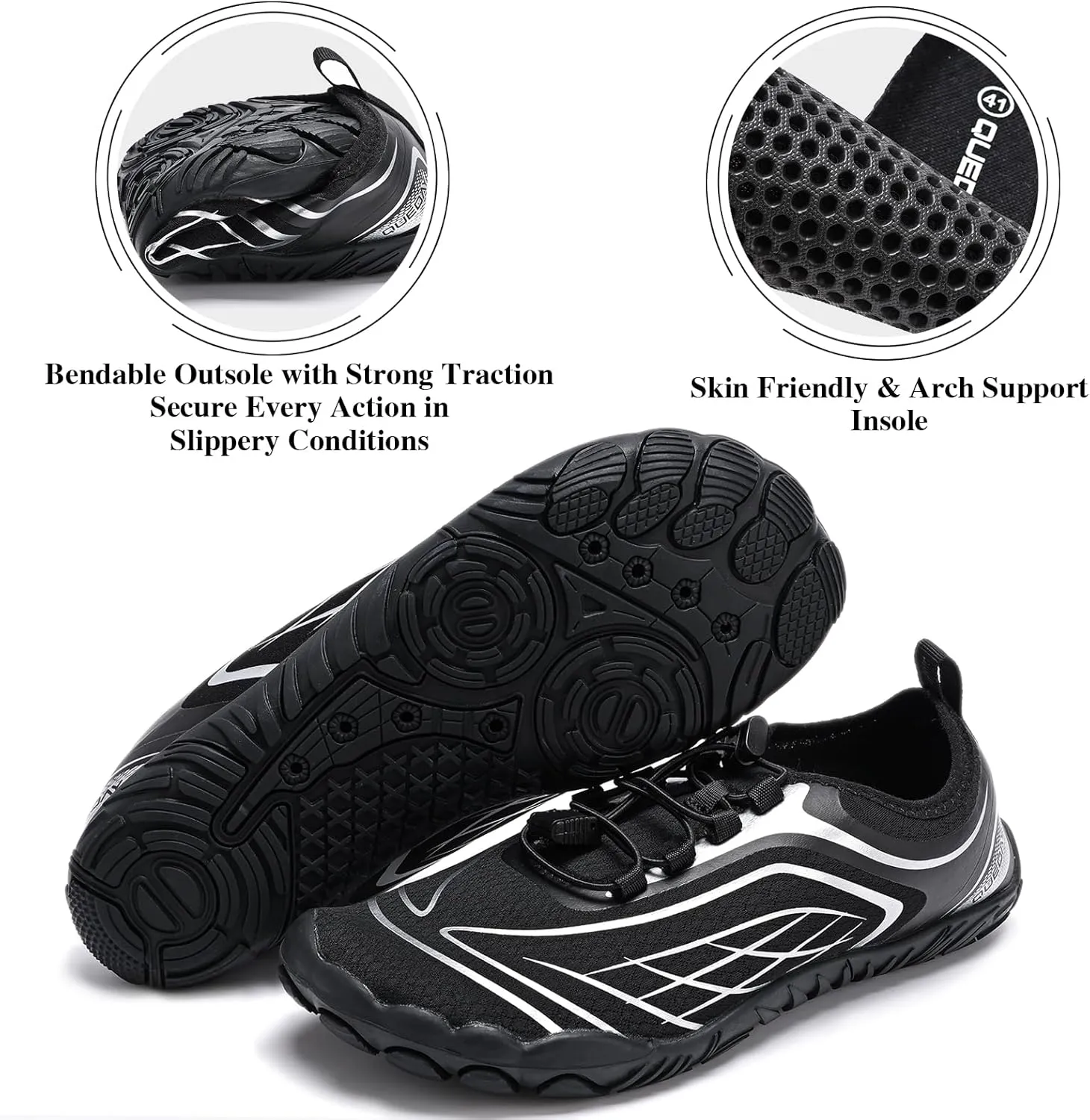 Queday Water Shoes for Women Men Quick Dry Barefoot Shoes Athletic Lightweight Sports Aqua Socks Outdoor Swim Hiking Diving Surf Fishing Walking Kayaking