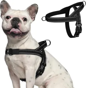 rabbitgoo Dog Harness No Pull, Quick Fit for Medium Sized Dog with Soft Padded Handle, Chest Adjustable Reflective Pet Vest, No Choke Escape Proof for Walking Training, Black M