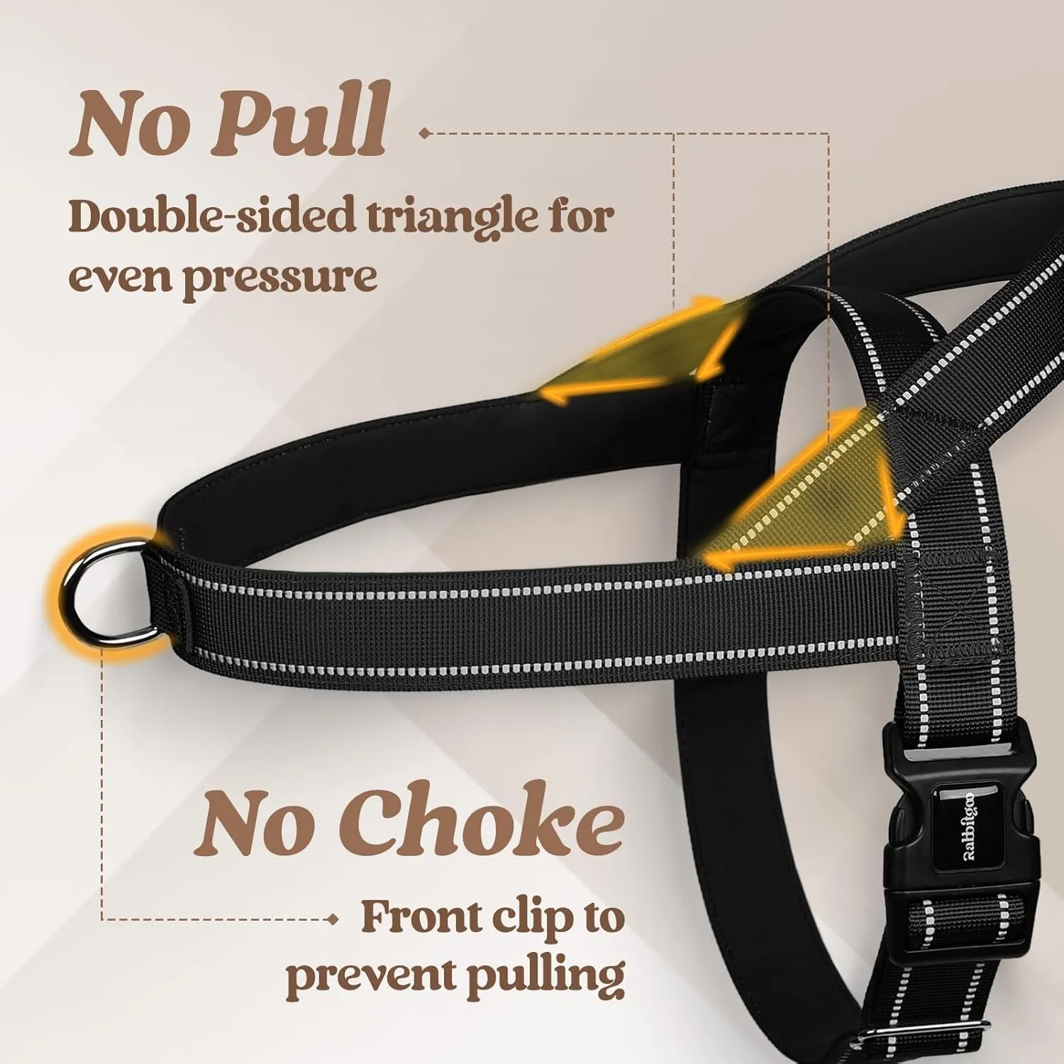rabbitgoo Dog Harness No Pull, Quick Fit for Medium Sized Dog with Soft Padded Handle, Chest Adjustable Reflective Pet Vest, No Choke Escape Proof for Walking Training, Black M
