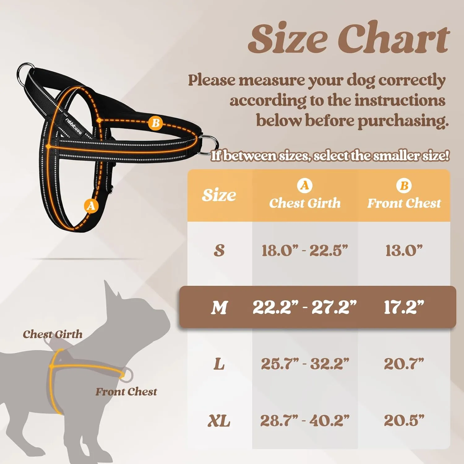 rabbitgoo Dog Harness No Pull, Quick Fit for Medium Sized Dog with Soft Padded Handle, Chest Adjustable Reflective Pet Vest, No Choke Escape Proof for Walking Training, Black M