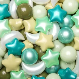Realhaha Ball Pits Balls Shapes for Toddlers,100pcs Plastic Star Balls for Slide,Playpen, Birthday Party, Christmas Decoration, Great Gift for Boys Girls, Small or Medium
