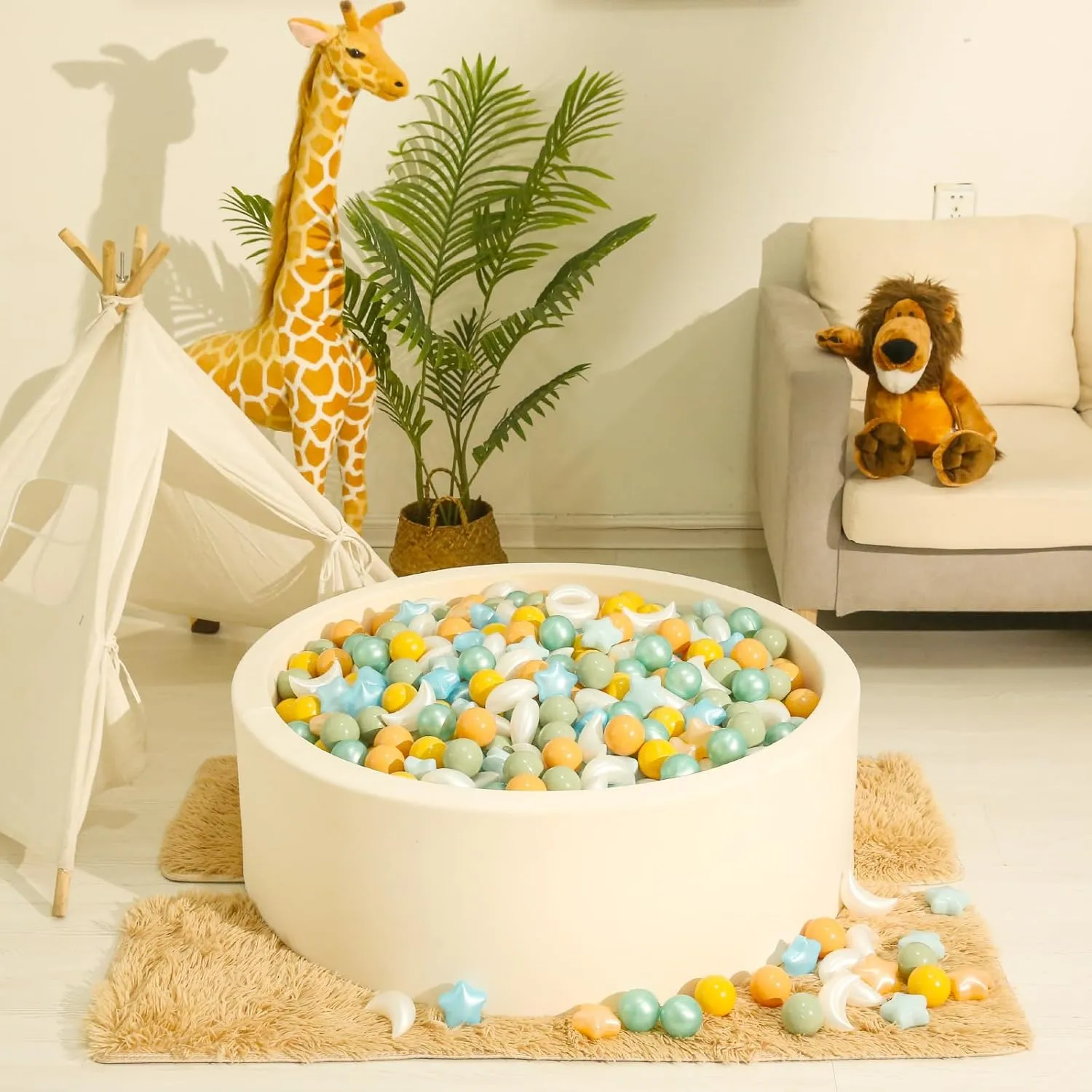 Realhaha Ball Pits Balls Shapes for Toddlers,100pcs Plastic Star Balls for Slide,Playpen, Birthday Party, Christmas Decoration, Great Gift for Boys Girls, Small or Medium