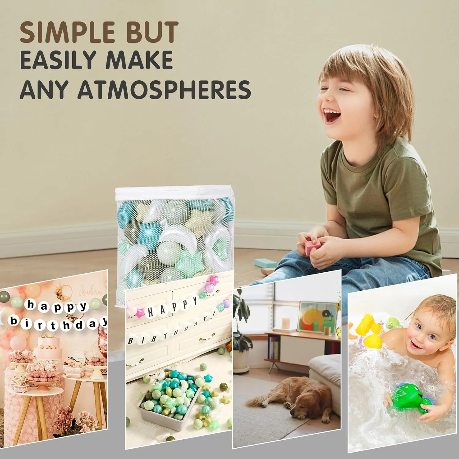 Realhaha Ball Pits Balls Shapes for Toddlers,100pcs Plastic Star Balls for Slide,Playpen, Birthday Party, Christmas Decoration, Great Gift for Boys Girls, Small or Medium