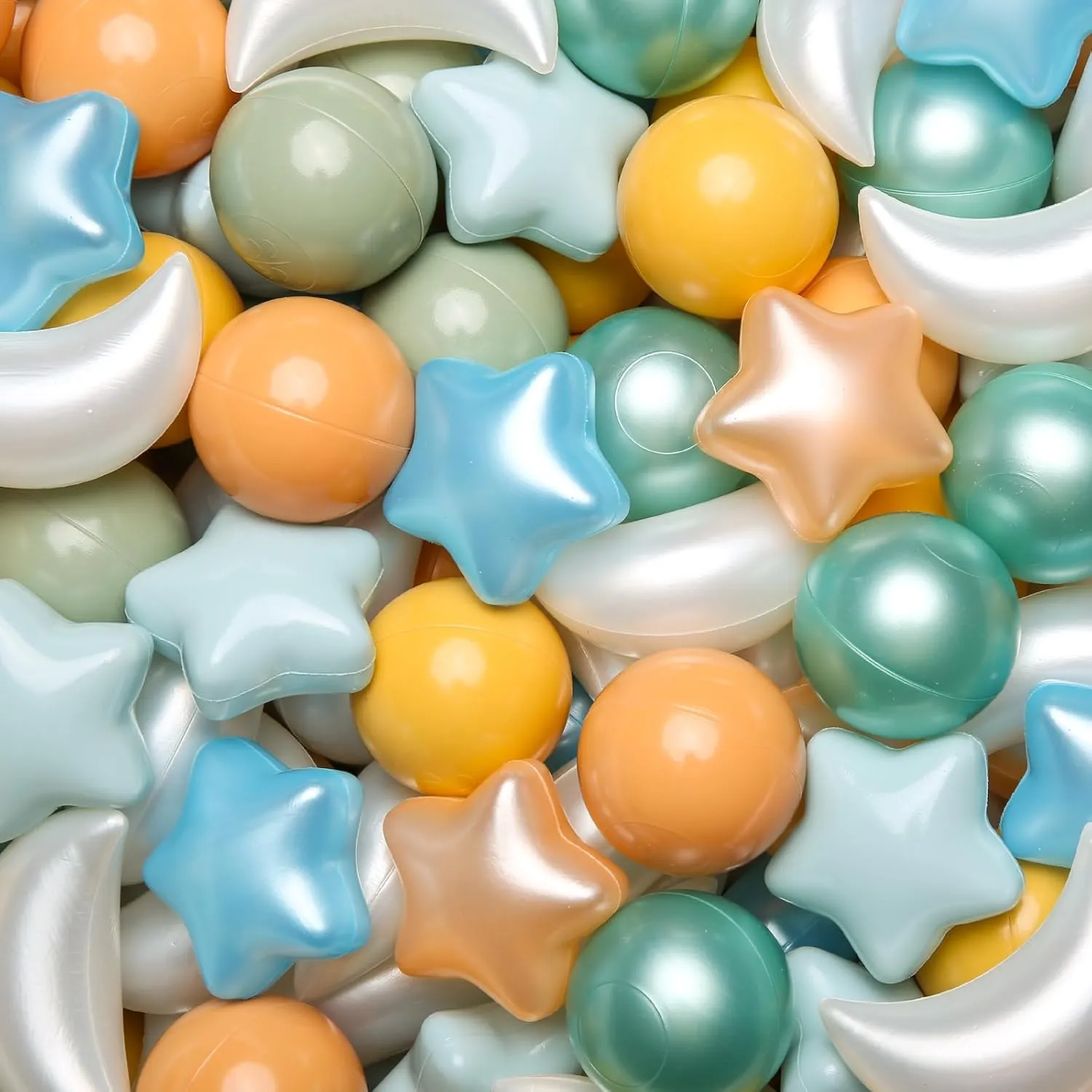 Realhaha Ball Pits Balls Shapes for Toddlers,100pcs Plastic Star Balls for Slide,Playpen, Birthday Party, Christmas Decoration, Great Gift for Boys Girls, Small or Medium