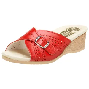 Red Women's Loved by customers Slipper Fairly priced Sandal 251 Worishofer Leather Granny Wedge Comfort