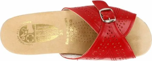 Red Women's Loved by customers Slipper Fairly priced Sandal 251 Worishofer Leather Granny Wedge Comfort