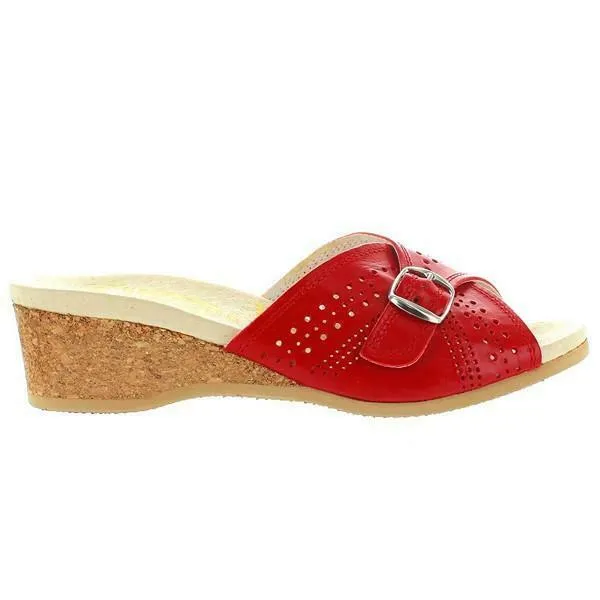 Red Women's Loved by customers Slipper Fairly priced Sandal 251 Worishofer Leather Granny Wedge Comfort