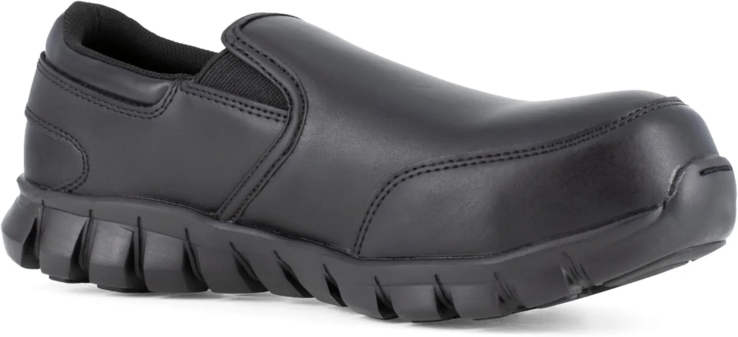 Reebok Men's Rb4036 Sublite Cushion Work Safety Athletic Slip-on Composite Toe Shoe Black