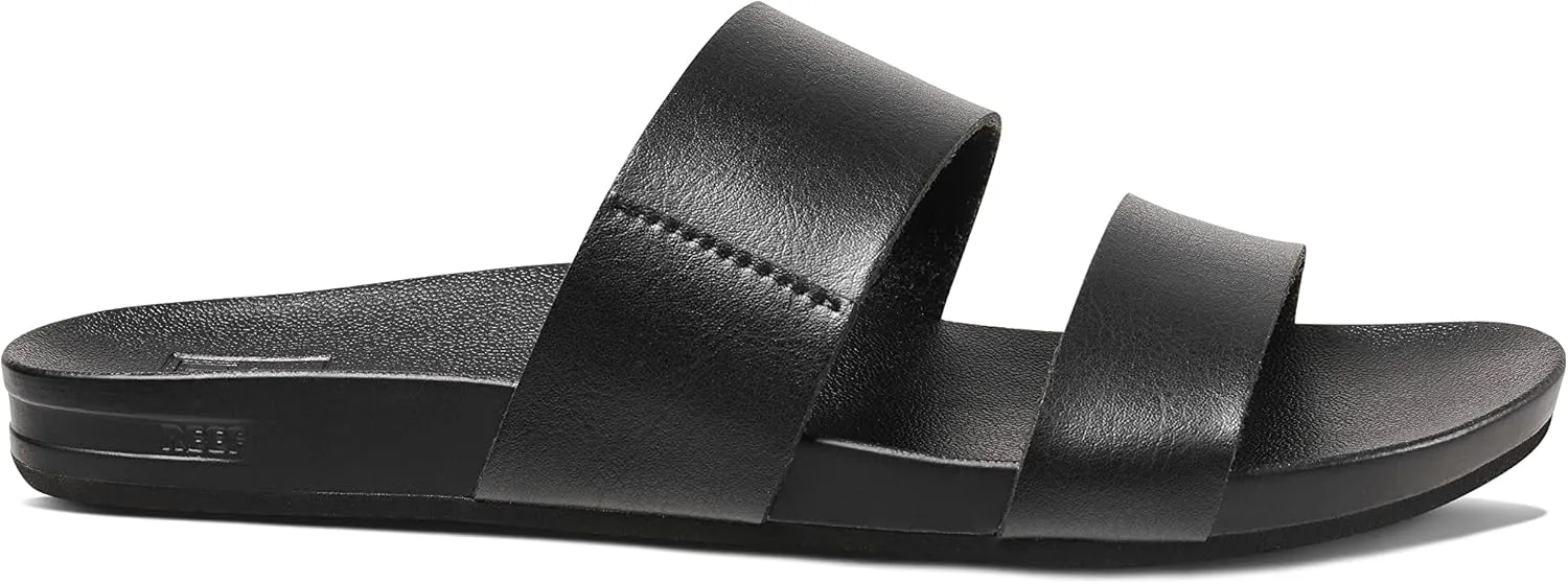 Reef Women's Vista Fashion Slide Sandal, Vegan Leather Strap, Ultra Soft Cushion Footbed