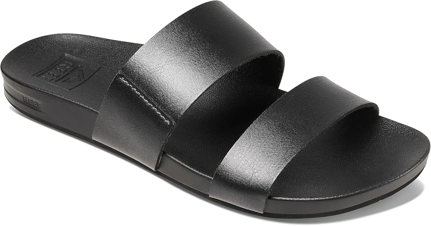 Reef Women's Vista Fashion Slide Sandal, Vegan Leather Strap, Ultra Soft Cushion Footbed