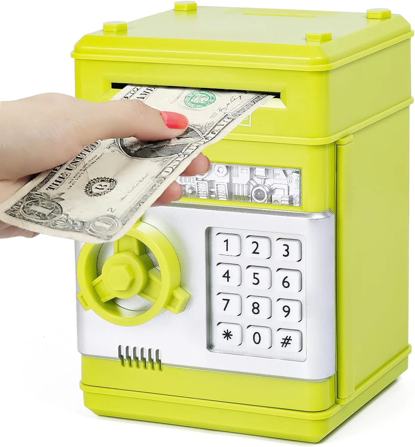 Refasy Piggy Bank Cash Coin Can ATM Bank Electronic Coin Money Bank for Kids Age 3-12, Money Savings Box Mini ATM Coin Bank Toys Gifts for 3 4 5 6 7 8 9 10 11 12 Year Old Boys Girls
