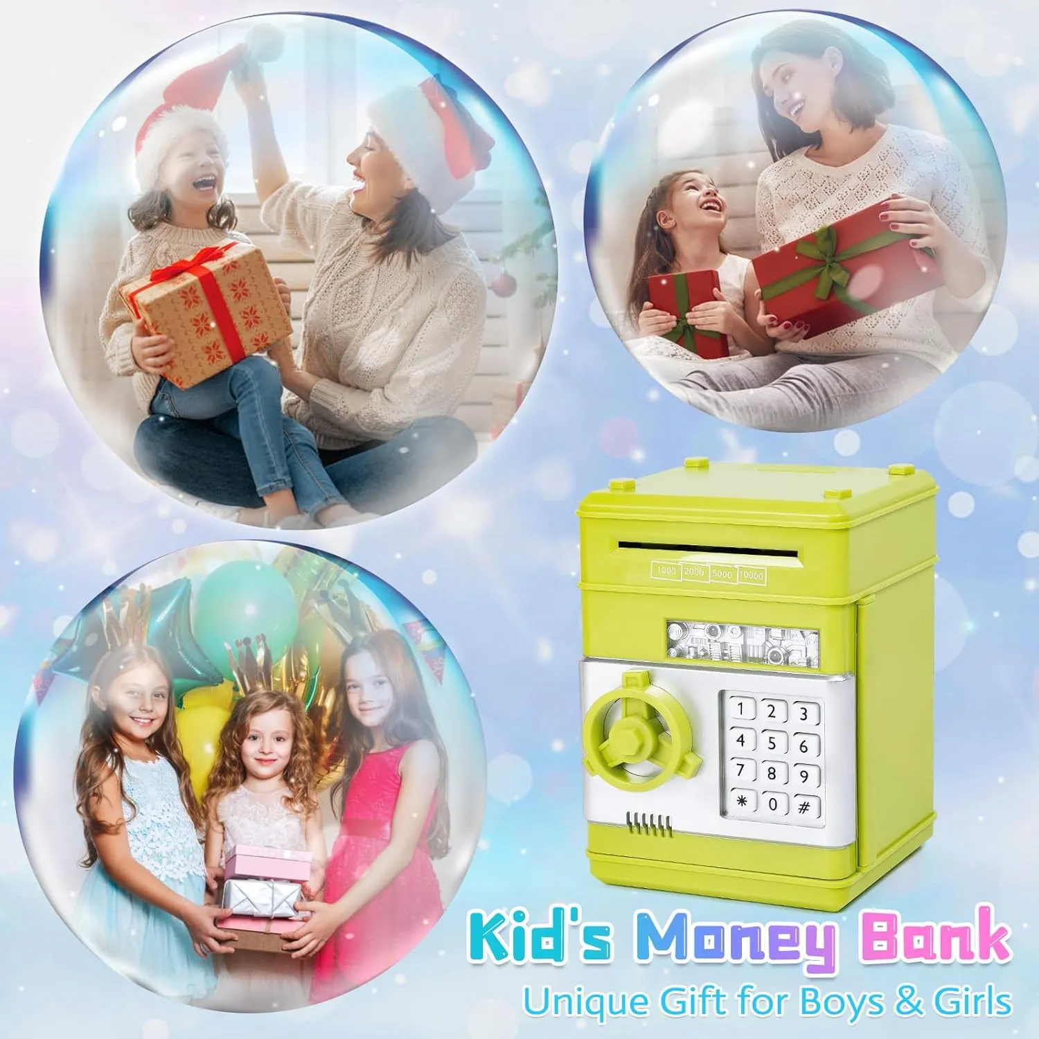 Refasy Piggy Bank Cash Coin Can ATM Bank Electronic Coin Money Bank for Kids Age 3-12, Money Savings Box Mini ATM Coin Bank Toys Gifts for 3 4 5 6 7 8 9 10 11 12 Year Old Boys Girls