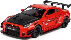 Resin Car Vehicle Model Fit for Nissan Nissan GTR 1 24 Alloy Car Model Children's Sound and Light Pull Back Toy Vehicle Collection Gift Festive Deluxe Gift(Red)