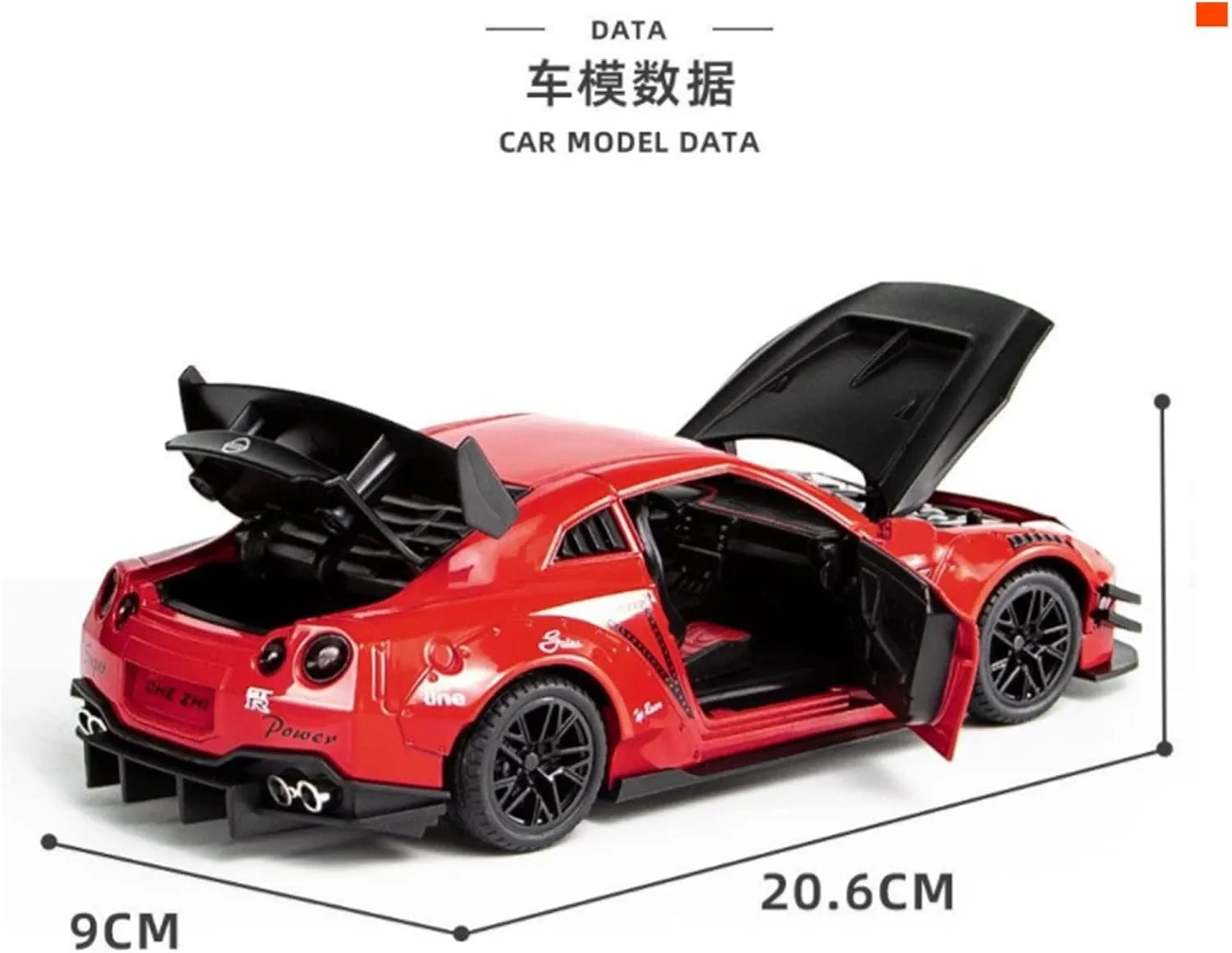 Resin Car Vehicle Model Fit for Nissan Nissan GTR 1 24 Alloy Car Model Children's Sound and Light Pull Back Toy Vehicle Collection Gift Festive Deluxe Gift(Red)