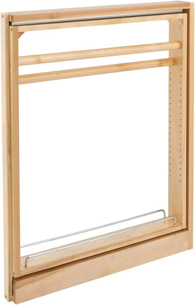 Rev-A-Shelf Wood Base Towel Bar Filler Pull Out Organizer for New Kitchen Applications w/BB Soft Close