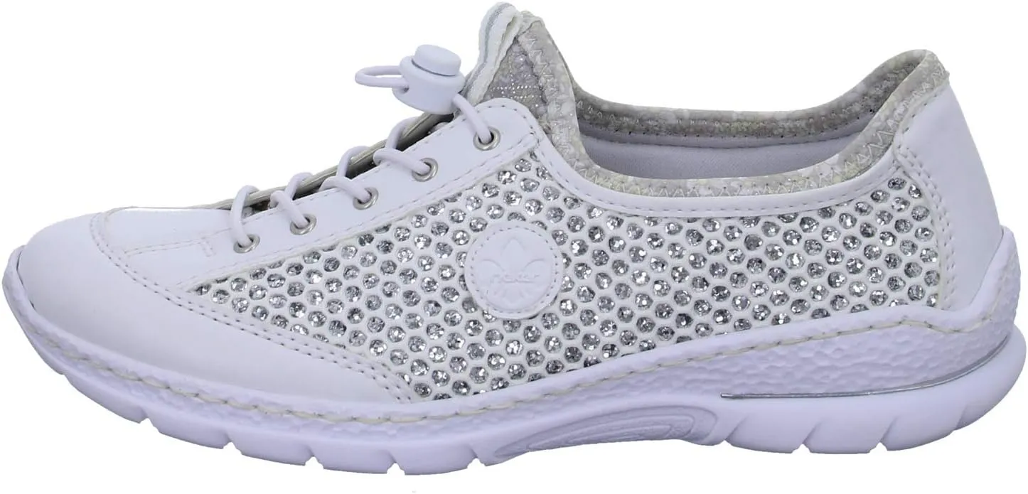 Rieker N42P6 Nikita Slip-On Women's Sneakers - Lightweight Walking Shoes with Durable Sole - Lacer-Cut Detailing and Stretch Laces - Stylish Comfort for All-Day Wear