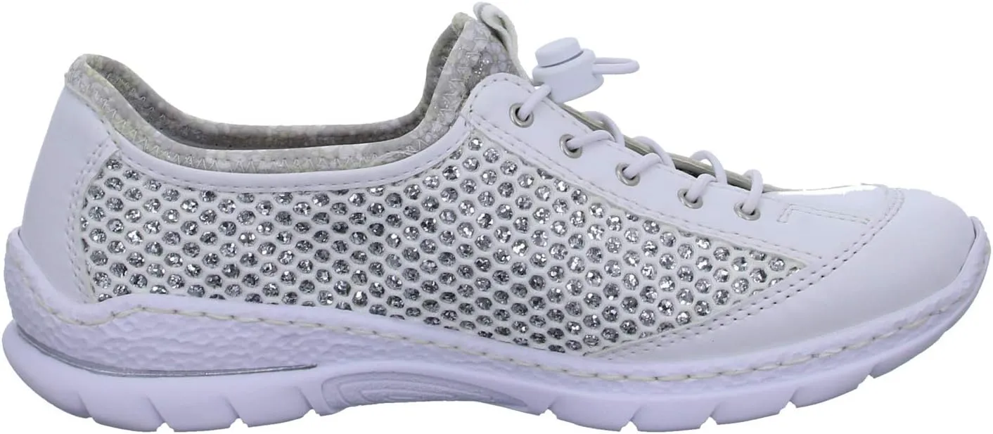 Rieker N42P6 Nikita Slip-On Women's Sneakers - Lightweight Walking Shoes with Durable Sole - Lacer-Cut Detailing and Stretch Laces - Stylish Comfort for All-Day Wear
