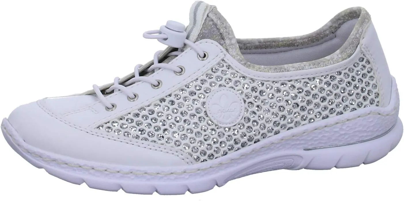 Rieker N42P6 Nikita Slip-On Women's Sneakers - Lightweight Walking Shoes with Durable Sole - Lacer-Cut Detailing and Stretch Laces - Stylish Comfort for All-Day Wear
