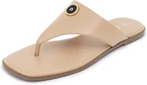 Rihero Women's Flip Flops Square Toe Thong Flat Sandals Summer Comfortable Slip On Beach Slide Sandals