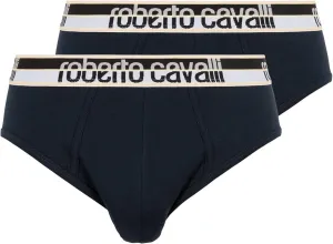 ROBERTO CAVALLI Navy Blue Cotton Jersey Stretch Brief Slip-2-Pack- for mens